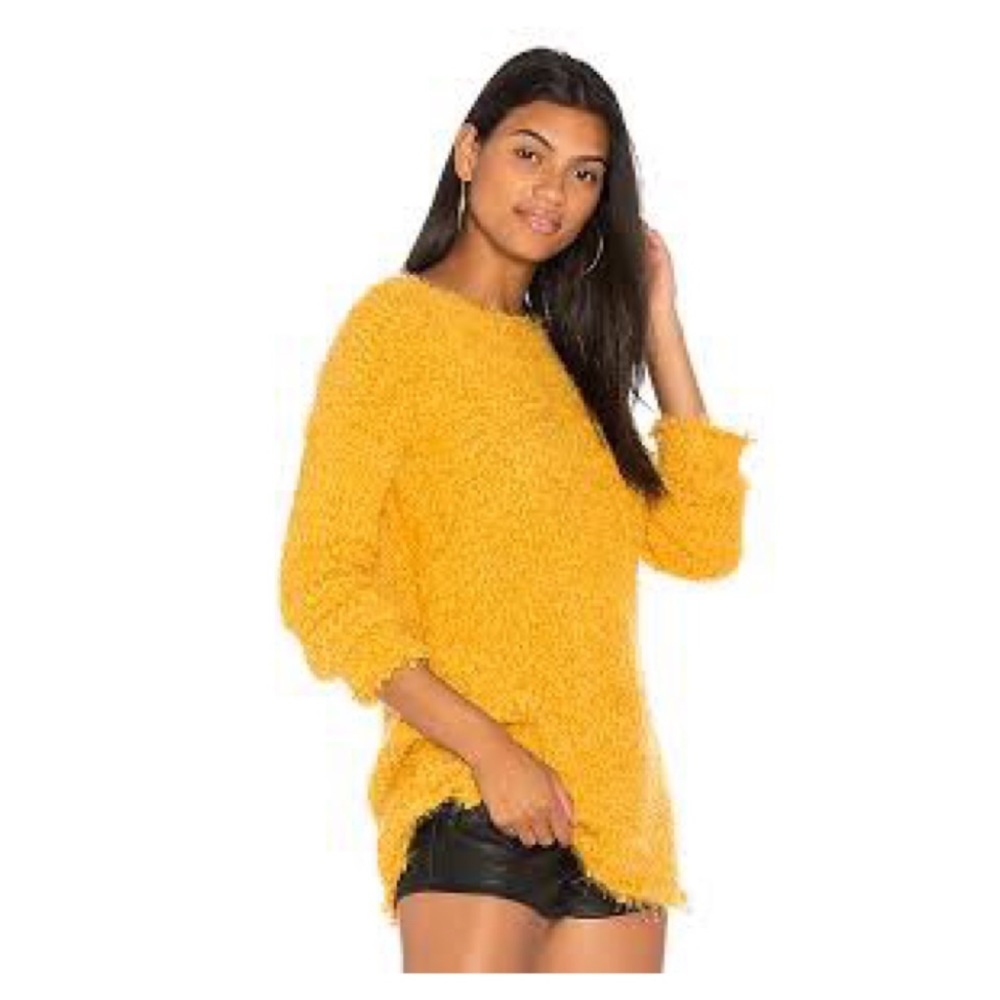 BB Dakota Debra Boucle Sweater Yarn Knot Knitted Eyelash Mustard Gold Ro…